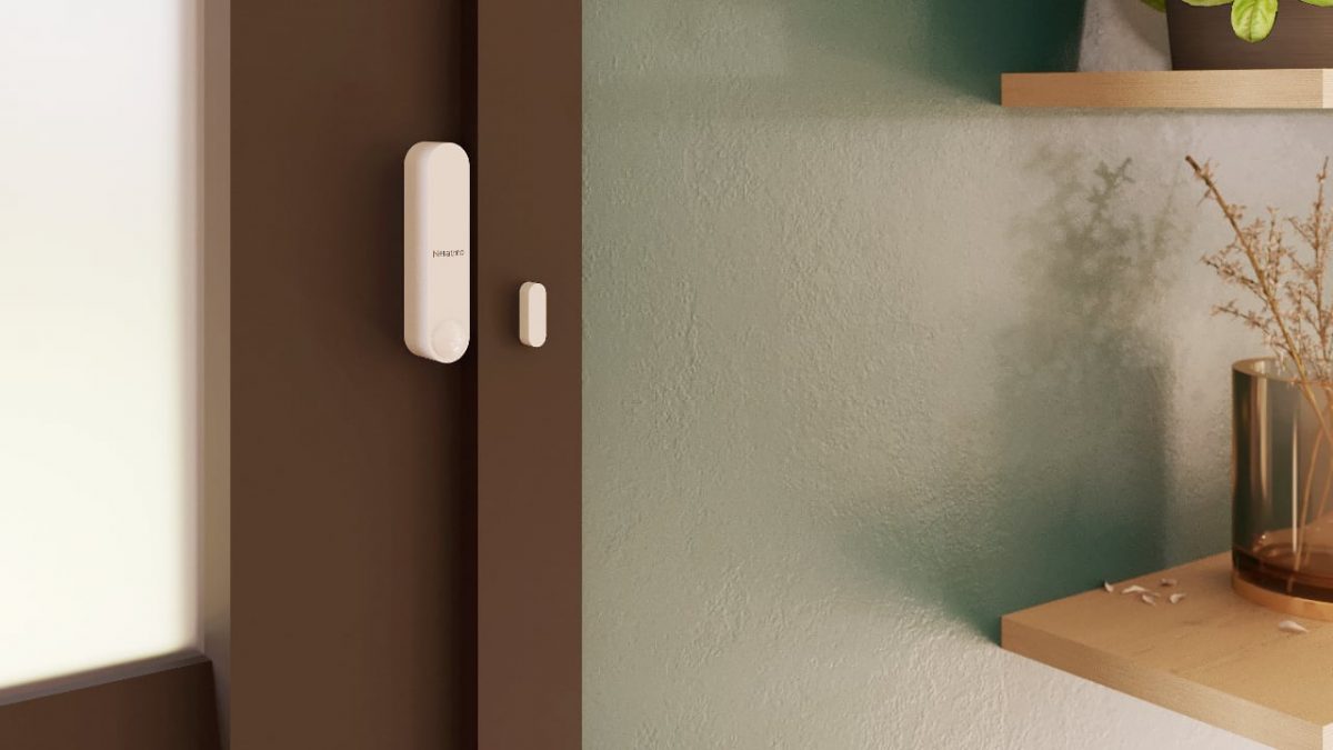 Netatmos Smart Security Sensor, mounted on a door