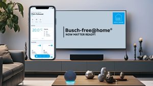 Wohnraum und Smartphone mit Busch-free@home