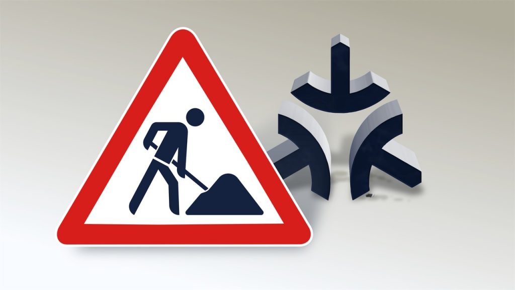 Construction site sign with the Matter standard logo